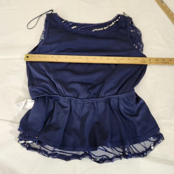 Alex Evenings Women's Sequined Short Sleeve Scoop Neck Blue Top Blouse Size S 12 - Picture 6 of 12